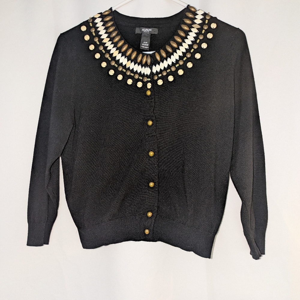 Black Sweater with Gold Accents